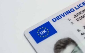 corner side of UK Driving Licence