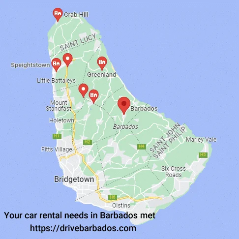 Map of Barbados Grantley Adams International Airport Highlighted