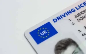 Corner side of UK Driving License