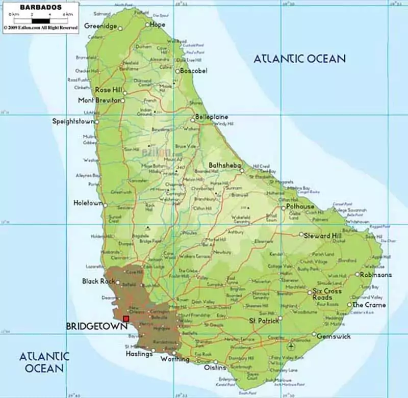 Detailed Map of Barbados